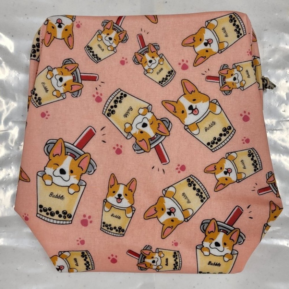 Waterproof Boba Corgi Large Opening Makeup  Bag - Picture 9 of 15